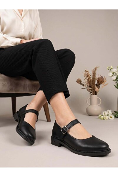 Nesil Shoes Süha 250 Γυναικείες Μπαλαρίνες με Μαύρη Πόρπη