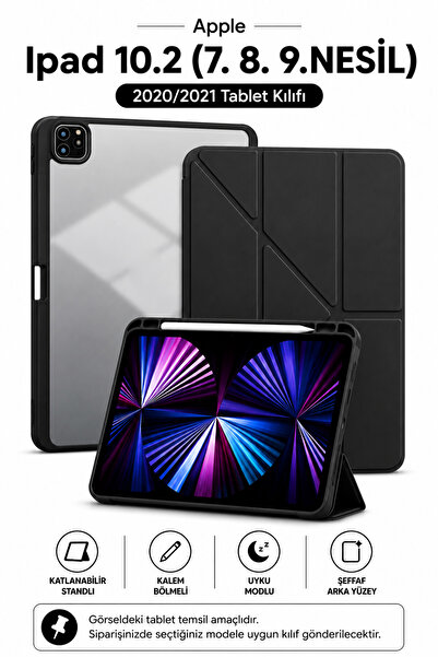 CONOCER İpad 7. 8. 9. Nesil 10.2" inç Tablet Kılıf Katlanır Kalemlikli Standl...