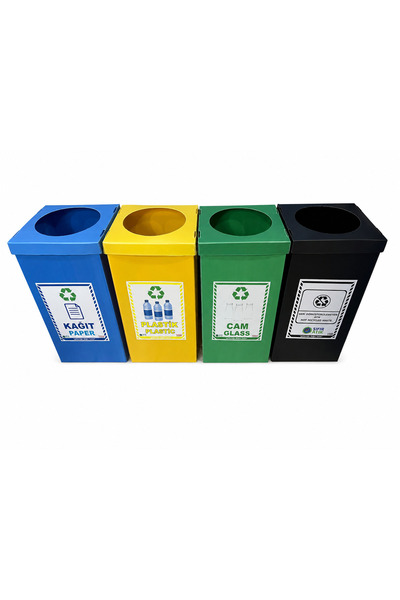 özekim 4’lü Geri Dönüşüm Atık Ayrıştırma Kutusu Seti | Kağıt, Plastik, Cam ve...