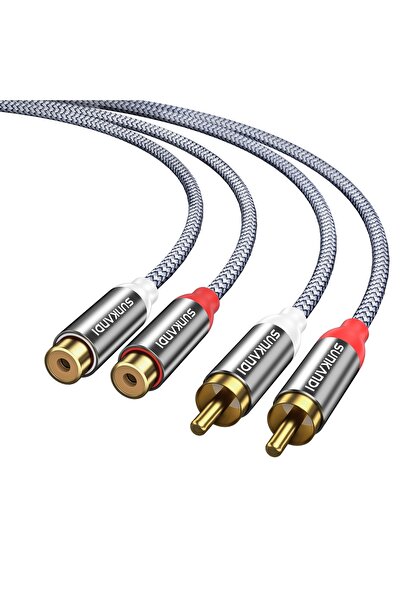 choice2 1.2m Grey SUNKANDI RCA Extension Cable, 2 RCA Male to Female Stereo A...