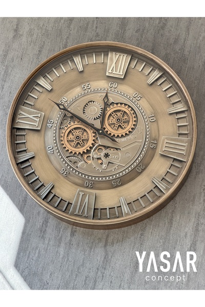 Ornamenti Design Rotanverra Metal Çarklı Duvar Saati 60 Cm