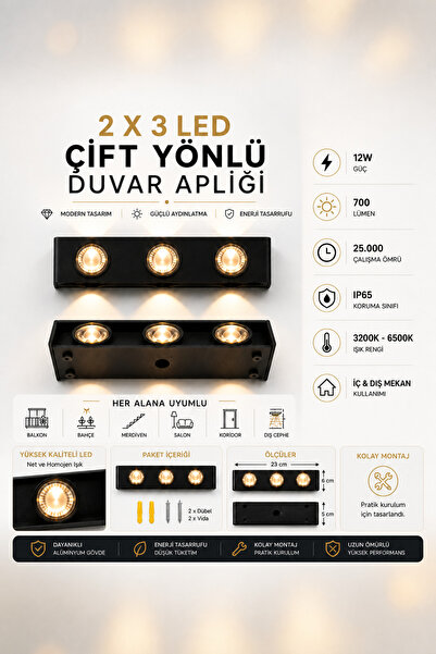 SerBugo BSL-10 Led Aplik Aydınlatma Çift Taraflı Led Dekoratif Duvar Aplik