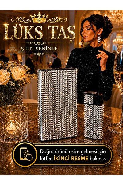 Lüks Taş Taşlı Sigara kutusu ve Çakmak ( Uzun Slim )