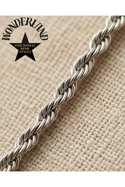 stainless steell سوار فضي من الفولاذ للجنسين بطول 17+6 سم وعرض 0.4 سم