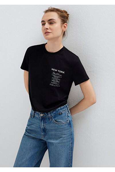 Mavi New York Embroidered Black T-Shirt Semi Slim Fit 1614260-900