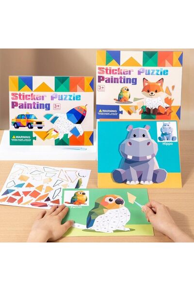 Arabest 2-Piece Sticker Puzzle Painting Kits,Animal & Vehicle Themes,for Kids...