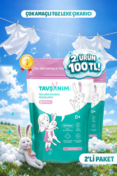 TAVŞANIM! Çok Amaçlı Oksijenli Toz Leke Çıkarıcı Ve Beyazlatıcı 2x800g