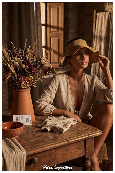PIECE SIGNATURE Women's Straw Visor Hat with Stylish Bow Detail - Foldable Su...