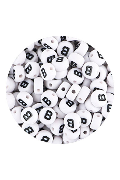 Choice23 100pcs B 50/100/200pcs/Lot 7x4mm White A-Z Round Alphabet Acrylic Le...