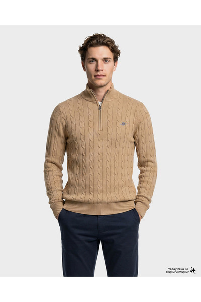 Gant Erkek Krem Regular Fit Örgü Kazak