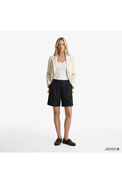 Gant Kadın Siyah Relaxed Fit Keten Şort