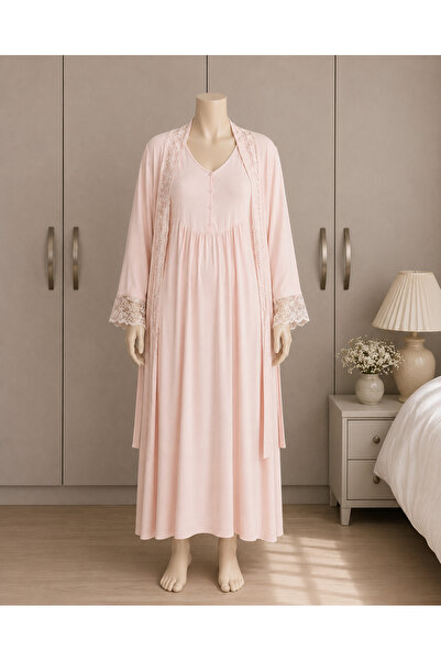 Lady Lingerie طقم قميص نوم للحوامل والمرضعات مكون من قطعتين مع روب ملفوف |   ...