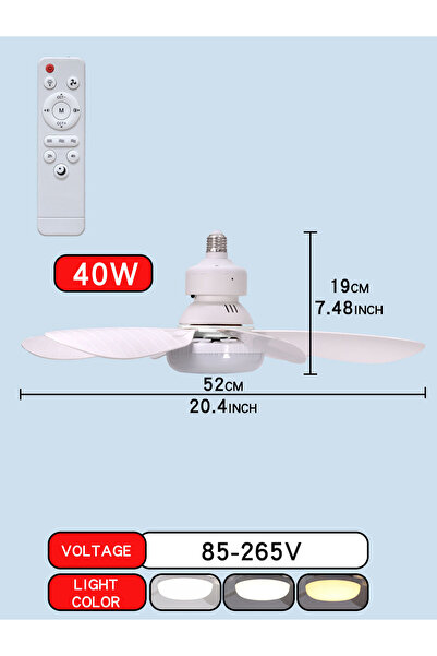 Choice 85-265V 6 E27 40W E27 with Remote LED 30W 40W Ceiling Fan Light Dimmin...