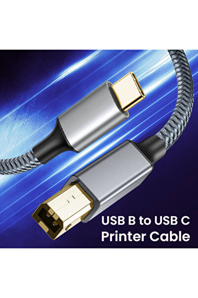 Choice 2m USB B to USB C Type C Printer Cable Nylon USB B to C Printer Cord f...