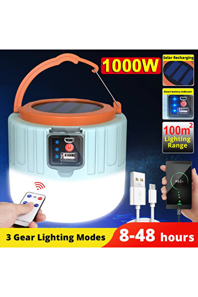 XIWANGFIRE SolarCharge- Blue Portable Camping Light Power Bank LED Camping La...