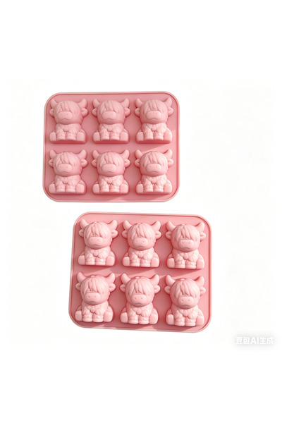 Choice5 pink 2pcs Highland Cow Ice Cube Mold Highland Cow Silicone Tray Cute ...
