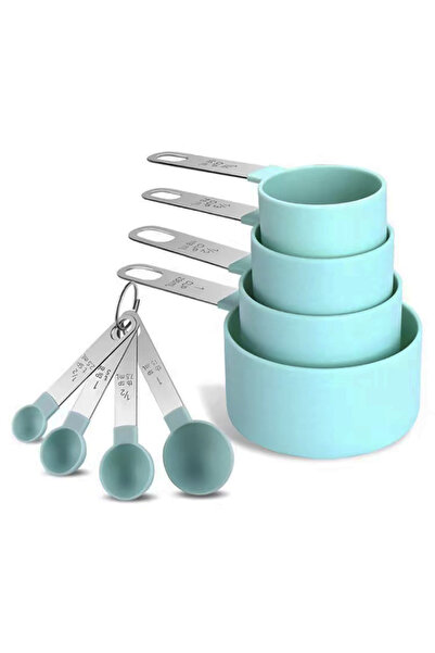 Choice 8PCS blue 4PCS/8PCS plastic measuring cup Spoon Set Stainless Steel ha...