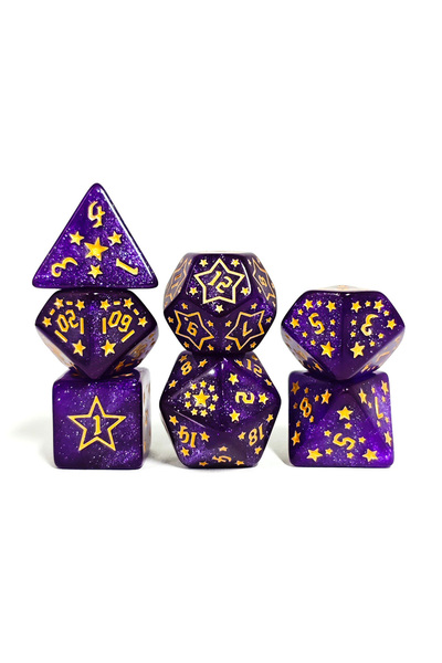 Choice1 purple Star Dice And Plastic Bag Packaging Set Acrylic Material Polyg...