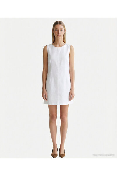 Yargıcı A Form Kayık Yaka Sleeveless Dress