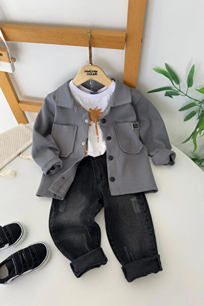 Minigimin Cicileri My Little Boy's New York Emblem Detailed Jacket, Basic T-S...