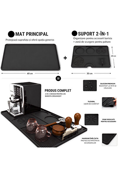 Jaskus Covoraș de cafea din silicon 40x60cm - Negru