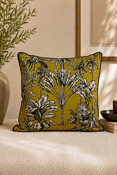 ASDİVA Palm Tree Pattern Bias Double Sided Modern Decorative Throw Pillow Cov...