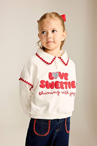 DeFacto Polo Collar Printed Thick Sweatshirt Fabric Sweatshirt Baby Girl I089...