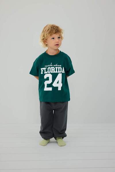 DeFacto Printed T-Shirt Regular Fit Sweatpants 2-Piece Set Boys H5612A526Au