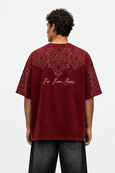 Respire Muška far-from-basic isprana oversize majica, bordo crvena