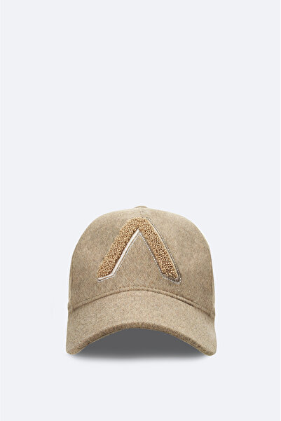 Avva Men's Mink Wool Blend Cashmere Hat with Embroidery Detail on the Front A...