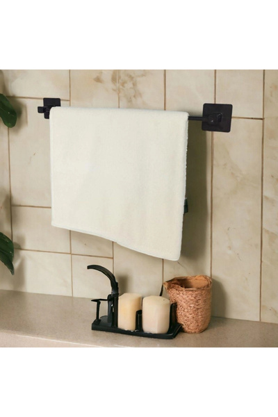 Go İthalat Self-Adhesive Black Towel Holder (5263)