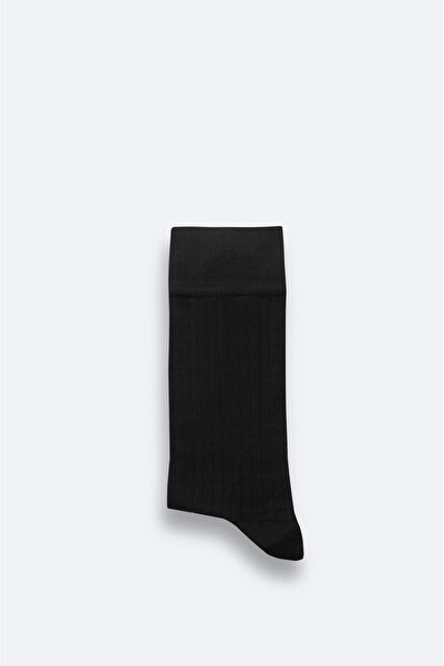 Avva Men's Black Mercerized Mixed Ribbed Socks A42Y8517