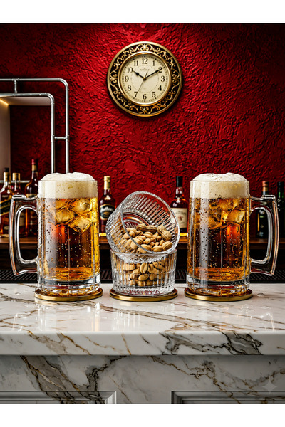 çukurova home 2-Person Pub Bremen Pleasure Set (350 ml) (2 Beer Glasses and 2...