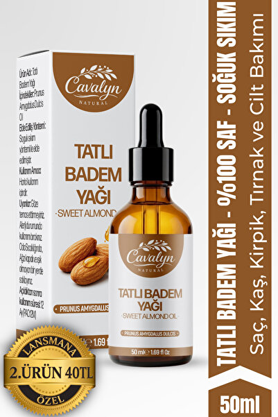 Cavalyn Natural Tatlı Badem Yağı 50ml - Soğuk Sıkım - %100 Saf ve Doğal