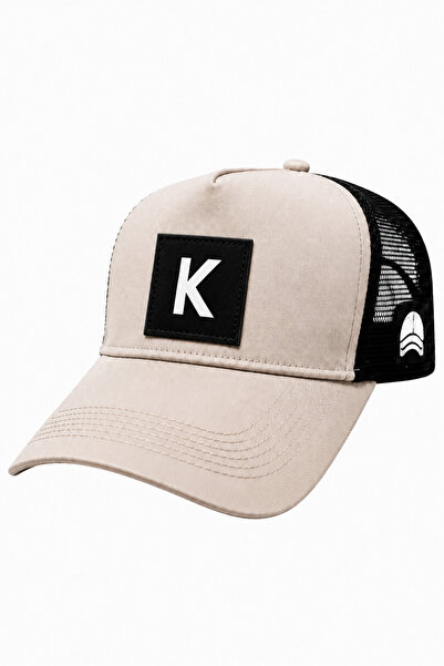 all hats K Letter Patch Detailed Mesh Trucker Baseball Cap