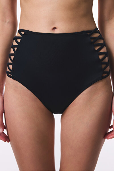 Penti Partea de jos de bikini neagră cu talie înaltă