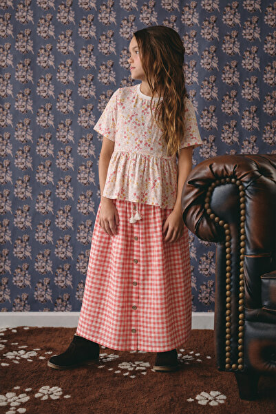 Cigit Muslin Skirted Tunic Set 5-12 Years Ecru