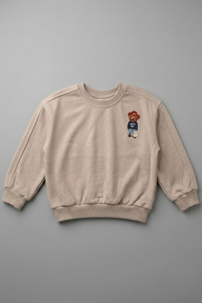 LOGO AKSESUAR Boy's Cotton Colorful Printed Oversize 3-Strand Sweatshirt