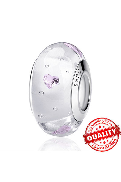 Choice17 LLZ012-WH Murano Glass Series 925 Sterling Silver Curved Feathers & ...