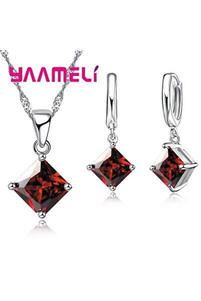 Choice Red New Fashion Women Pendants Necklace Simple Geometry Square Earring...