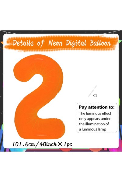 Choice 40inch 2 40 inch Orange Neon Fluorescent Digital Balloons with 0-9 Alu...