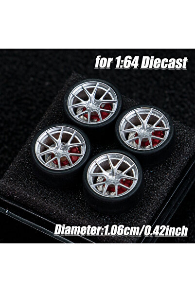 Choice8 عجلات سيارات BBS RI D فضية بمقياس 1:64، 4 قطع في مجموعة واحدة، جنوط م...
