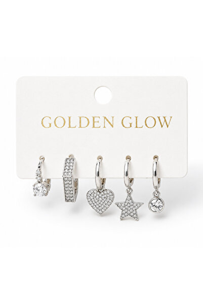 Goldenglowco Gümüş Zirkonyum Küpe Seti