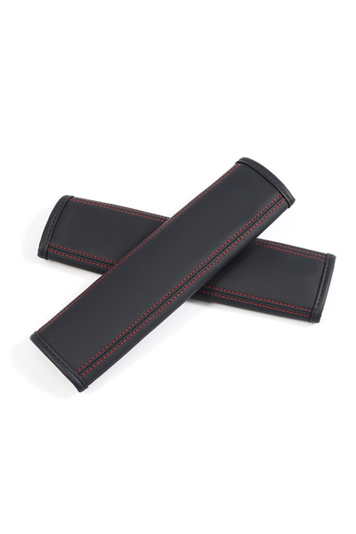 Choice1 Red 2Pcs Nappa Leather Car Seat Belt Covers Safety Belt Pad Protectiv...