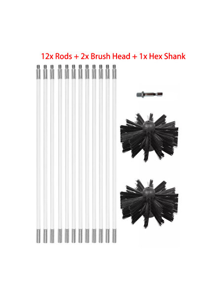 choice2 C Flexible Chimney Sweep Set Flue Sweeping Brush and Rod Kit Soot Cle...