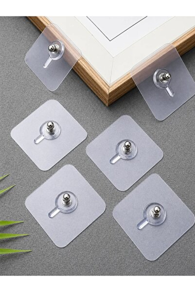 EcoVibe (10 Adet) Çerçeve Askısı Vidalı Kanca Yapışkanlı Raf Tutucu Askı