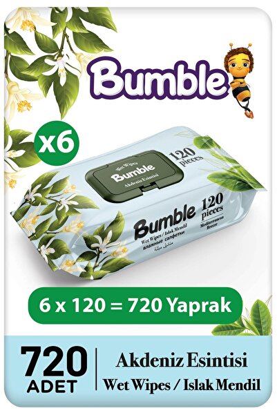 Bumble Mediterranean Breeze Wet Wipes 120 Sheets Pack of 6