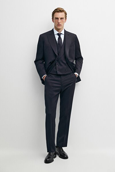 Massimo Dutti %100 soğuk yün kruvaze klasik blazer