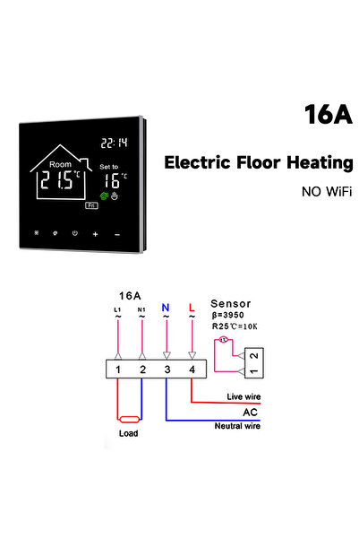 Choice1 NO WiFi 16A Heating 1PCS Tuya WiFi Smart Thermostat LCD Display Touch...