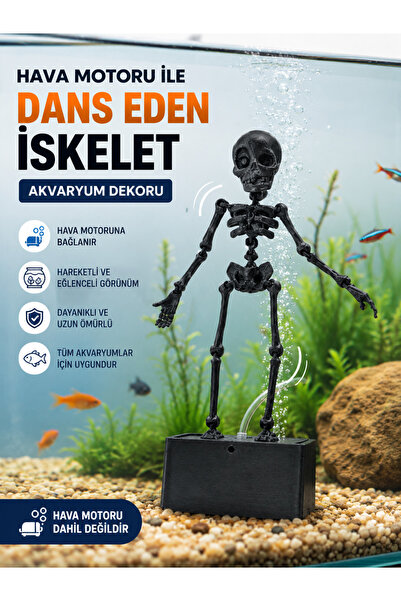 İB GLOBAL DANS EDEN İSKELET AKVARYUM DEKORU SİYAH
